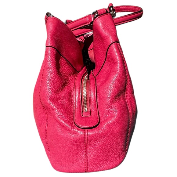 COACH LEXY Pink Oxblood Pebbled Leather Shoulder Tote Like Butter Soft 14x11x5D - Picture 3 of 16